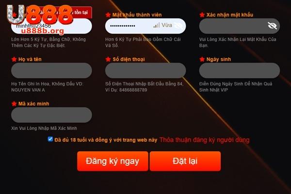 Ngư thủ cần đăng ký tài khoản U888 chính chủ, hợp lệ